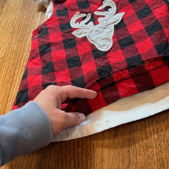 RED AND BLACK BUFFALO PLAID WITH GREY REINDEER DRESS - 12M - Picture 7 of 10